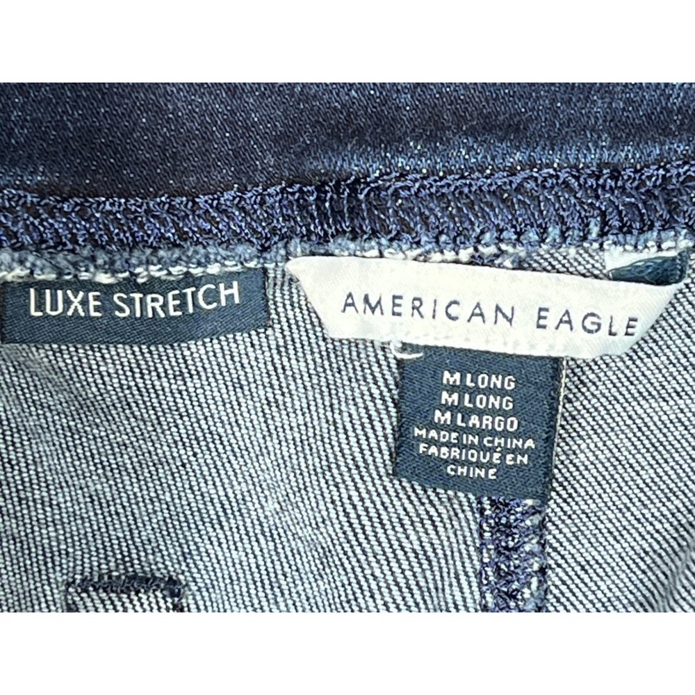 American Eagle Pull-On Flare Jeans Medium Long Dark Wash Flare High Rise Stretch - Picture 3 of 11